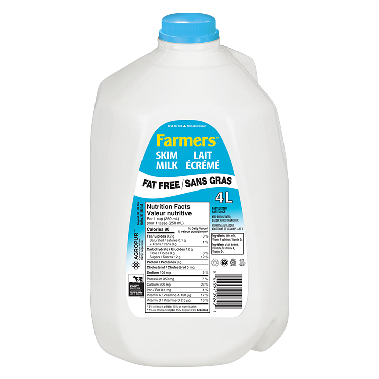 4L FARMERS MILK 0% JUG | Agropur Solutions