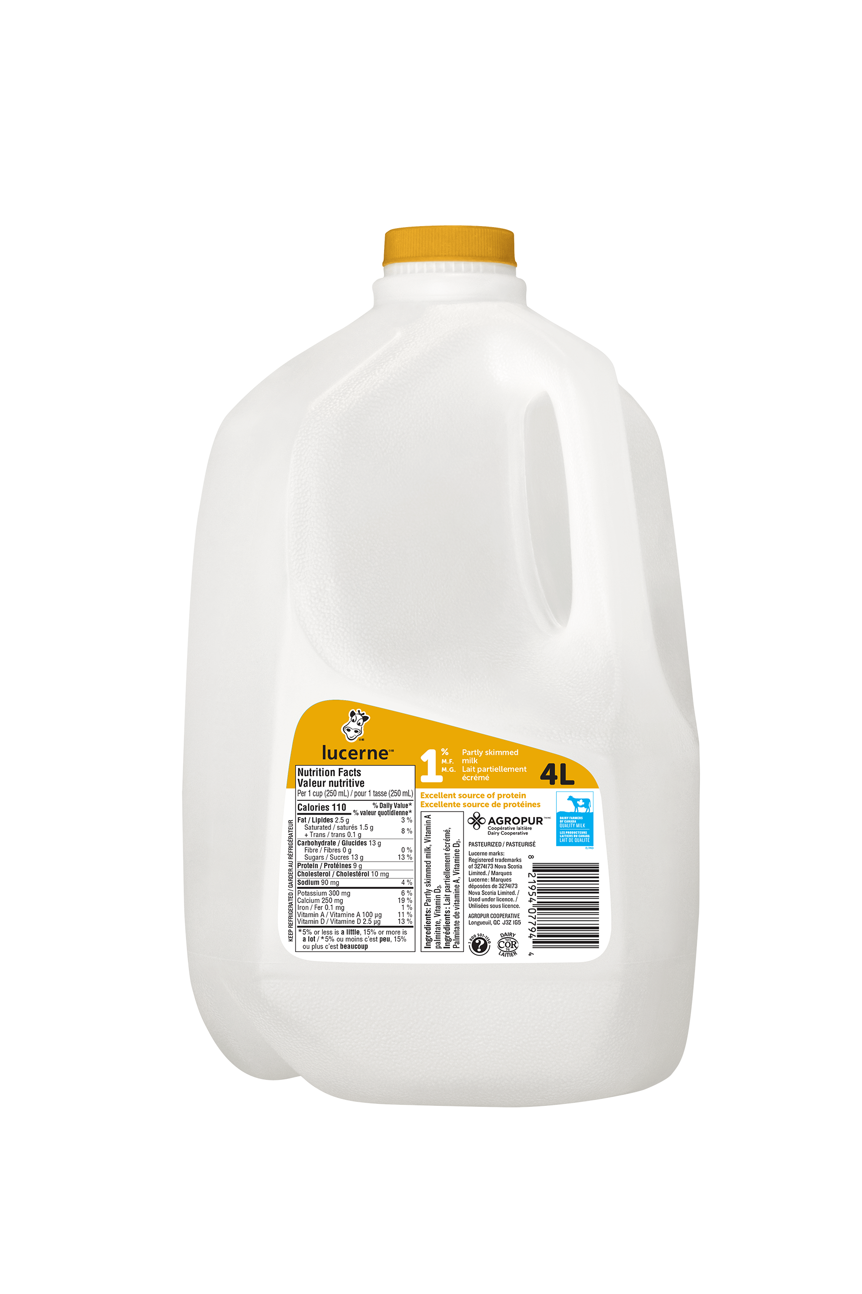 4L LUCERNE LAIT 1% PLASTIQUE