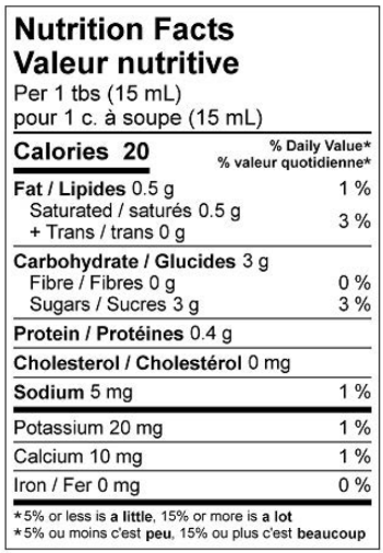 Nutritional Value 1L Natrel Caramel Coffee Creamer