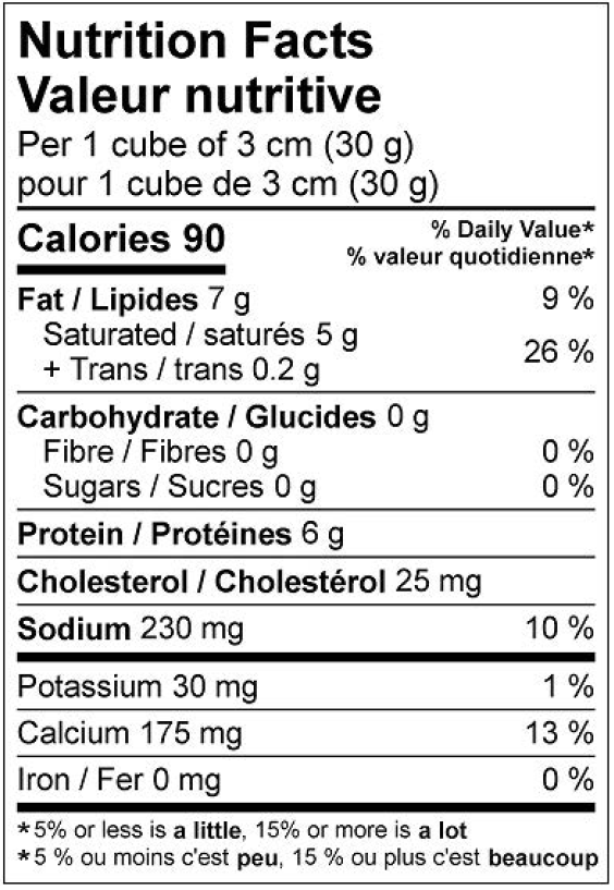 Nutritional Value Monsieur Gustav Camembert 8x125g